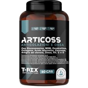 ARTICOSS Integratore per Articolazioni Ossa e Cartilagini con Glucosamina Condroitina Msm Artiglio del Diavolo, Vitamina C e Vitamina D, Collagene e Acido Ialuronico. 60 compresse