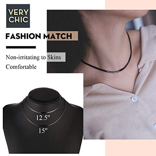 Findchic Stunning Choker Necklace Herringbone Chains For Women Stainless Steel Black Snake Link Chain Necklaces 15Inch Adjustable +Jewelry Box #TOP1