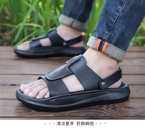 Barefoot Jesus Sandals for Men Slingback Beach Slides Slip On Slippers Breathable Lightweight Waterproof Leather Open Toes No-Slip Platform Cloud Sole Casual Summer Flats Comfort Walking Water Shoes4