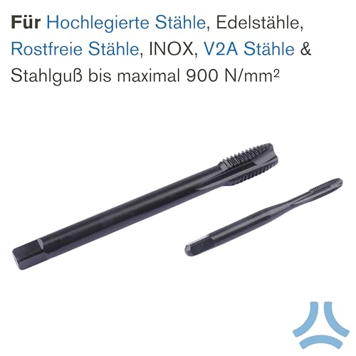 GSR PROFI Maschinen-Gewindebohrer M5, Gewindeschneider für Edelstähle DIN 371, HSSE-VAP Metallbohrer, Durchgangsloch Kernlochbohrer, Form B, verstärkter Schaft für metrische Gewinde