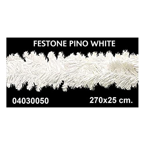 Ingrocart Festone Natalizio in Pino Bianco 270x25 cm - Decorazione addobbo Natale