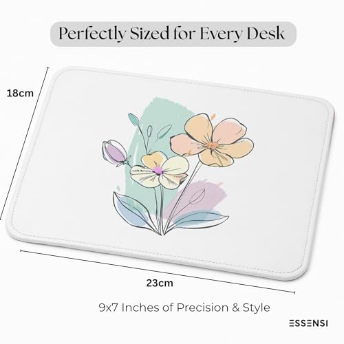 Image of Mouse Pad for Laptop & Desktop | 9x7 Inch Anti-Fray Stitched Edges | Non-Slip Rubber Base | Desk Setup Accessory for Students, Gamers & Professionals (Flowers)