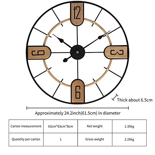 Thcisl Metal Wall Clock With Big Clocks For Living Room Decor, Modern Bedroom,24 Inch Large Wall Clock Battery Powered Silent Clock Black #TOP5