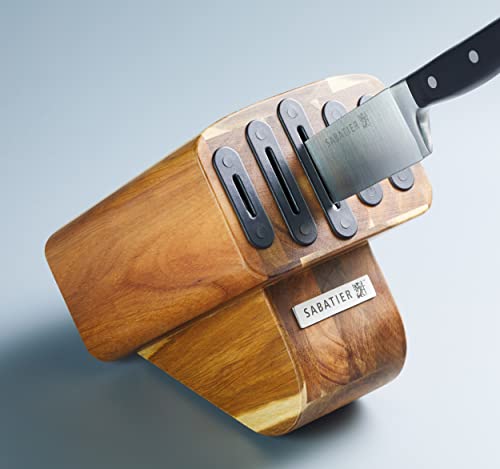 Sabatier Edgekeeper Knife and Acacia Wood Block Set, Self-Sharpening Knives, Set Includes Chef, Carving, Utility & Paring Knives, 16cm x 23.5cm x 22cm, Grey - Image 6