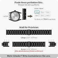 Fullmosa Uhrenarmband 16mm Edelstahl für Traditonale Uhren und Smartwatchs – Ansicht 5