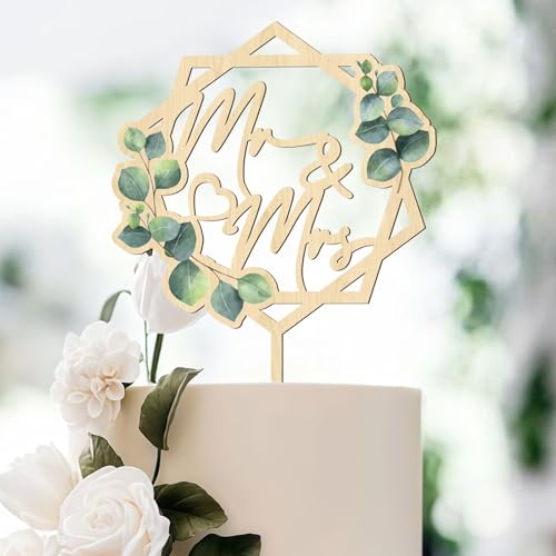 LunarCharm Mr & Mrs Cake Topper adorno de pastel de bodas cuadrado de madera para celebraciones de bodas, aniversarios, compromisos, propuesta, decoración de pasteles de fiesta