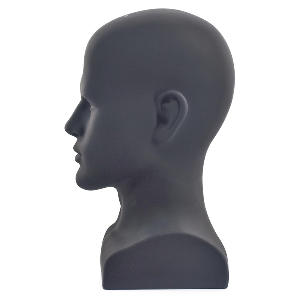 Testa manichino maschile testa professionale manichino per display parrucche cappelli cuffie maschera occhiali da sole gioielli e supporto display Scravat (nero opaco)