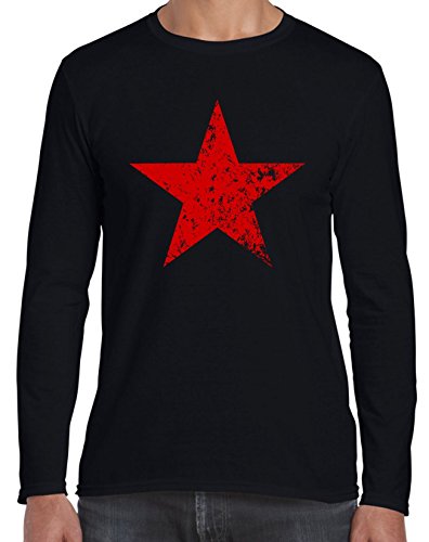 Tribal T-Shirts Męska koszulka z długim rękawem czerwona komunistyczna gwiazda Kuba