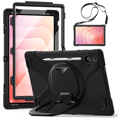 Coque antichoc Galaxy Tab S11 Ultra militaire 14,6 pouces noire à support 360 degrés