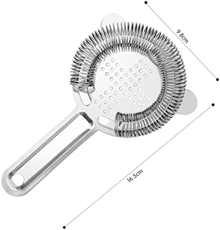GOOHOME Cocktail Strainer 16.5x9.8cm Stainless Steel Bar Strainer Hawthorne Strainer Bar Cocktail Strainer Filtering Tool for Bar Club Party Restaurant Home