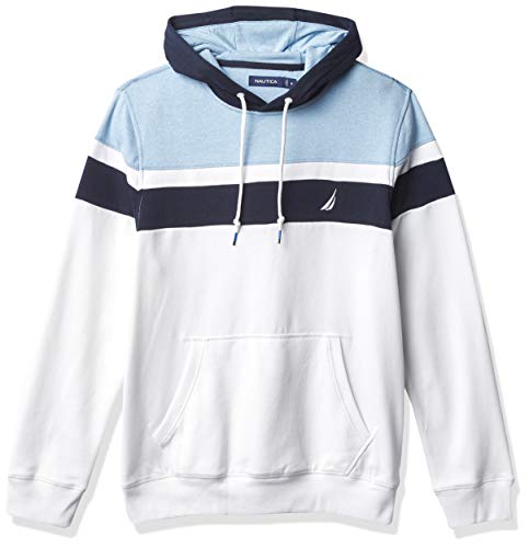Nautica Men's Colorblock Fleece Hoodie, Bright White, Medium
