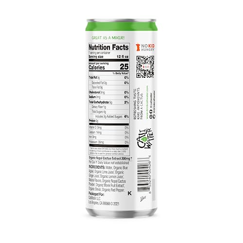 Caliwater Organic Ginger Lime Nopal Cactus Water With Rare Antioxidants + Electrolytes For Hydration And Recovery, Plant-Based, Non-Gmo, Non-Carbonated, 12 Fl Oz Cans (Pack Of 12) #TOP2
