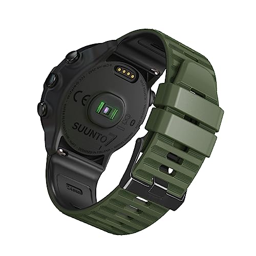 SumRioo 24mm Correa Compatible con Suunto 9/Suunto 9 Baro, Pulsera Repuesto Silicona Compatible con Suunto 7/Suunto D5/Suunto Spartan Sport/Sony Smartwatch 2 SW2/Fossil Q Nate Hybrid - Verde/Negro