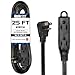25 Ft Extension Cord with 3 Electrical Power Outlet - 16/3 Durable Black Cable