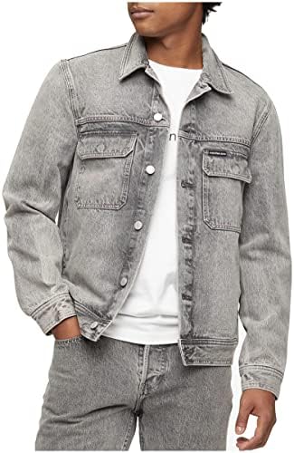 Calvin Klein Men's Palmer Grey Utility Trucker Jacket, Extra Extra Large