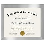 Americanflat 8.5x11 Diploma Frame with Shatter-Resistant Glass - Document Frames with Engineered Wood - Legacy Collection - Certificate Frame for Tabletop and Wall Display - Silver