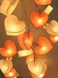 Exotic Elegance Set of 20 Heart Mulberry Paper String Lights /Home Decor/ Valentine's Party, Pink an
