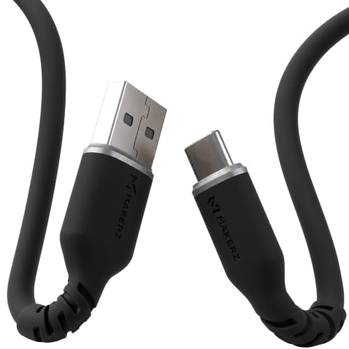 メイカーズ USB C to A ケーブル シリコン しなやか 絡まない 高耐久 10万回 耐屈曲 断線に強い ロングブッシュ構造 結束バンド付き 急速充電 1m ブラック iPhone 17 / 16 / 15 / MacBook Pro Air iPad Android Galaxy Pixel Switch MAKERZ SOLIDZ Power Cable