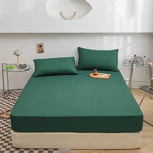 Sedefen Jersey Premium Spannbettlaken 180x200cm Boxspringbett Topper Mikrofaser Superweiches Bettlaken Spannbetttuch Leintuch Dunkelgrün für Matratze bis 30 cm hohe