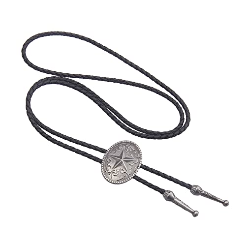 Image of GelConnie Bolo Ties for Men Women Western Cowboy Tie Mens Western Necklace Leather Necktie Gold Bolero Tie Cowboy Necklace