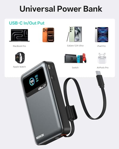 MOKiN 3-in-1 10000mAh 40W Portable Charger w/ Built-In USB-C Cable & LCD Display - image 5