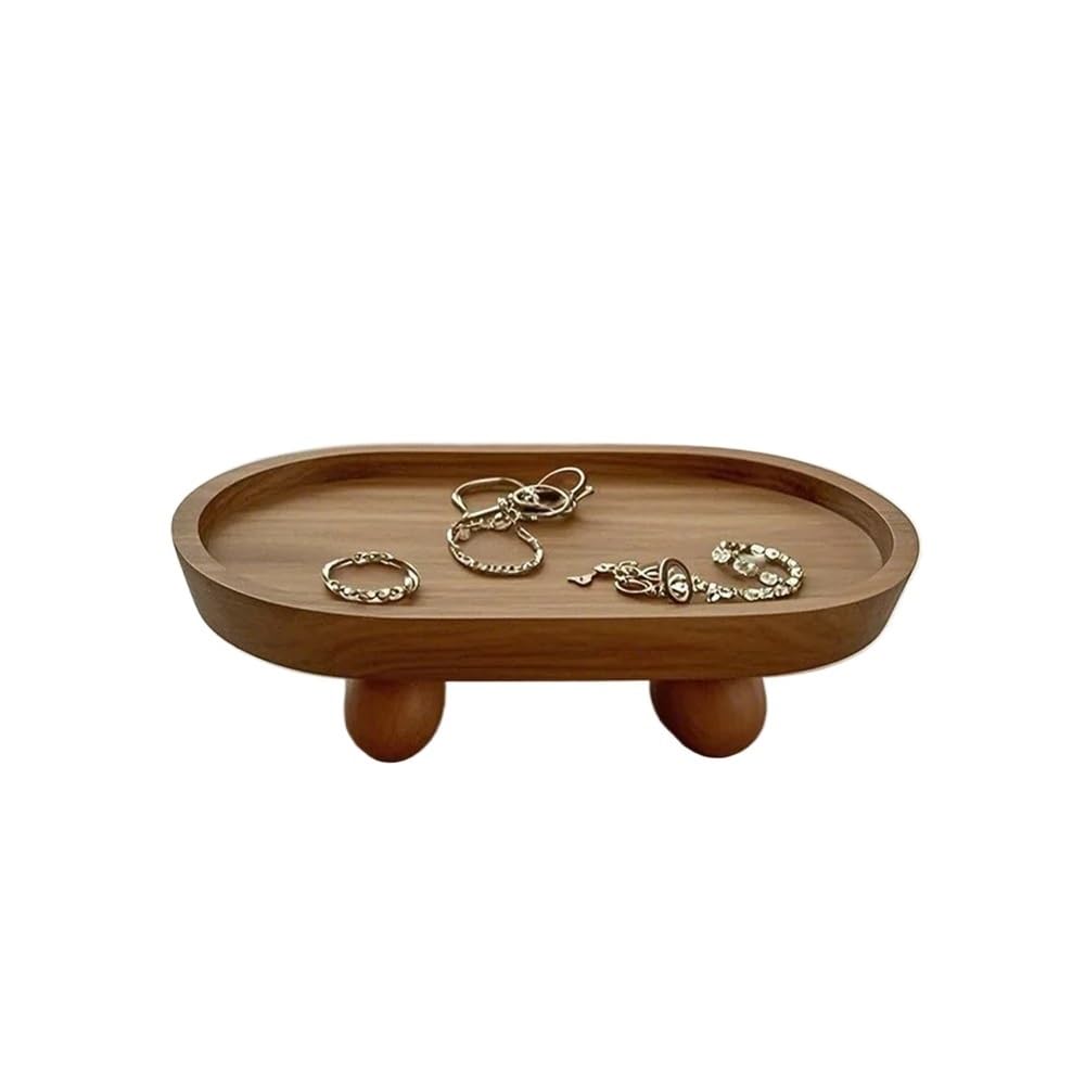 LIANXIBAG Wooden Aromatherapy Tray Cake Dessert Plate Restaurant Home Round Elliptical Ornament(S)