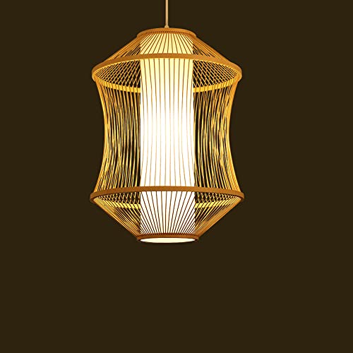 Luminaire de plafond en bambou tressé à cordon réglable pour chambre