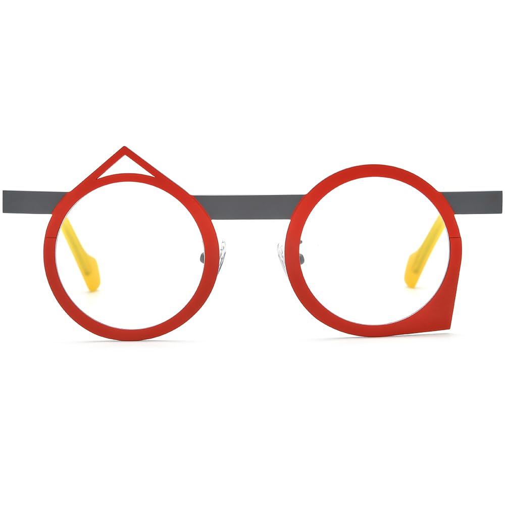 FONEX Colorful Pure Titanium Glasses Frame Women Retro Round Eyeglasses