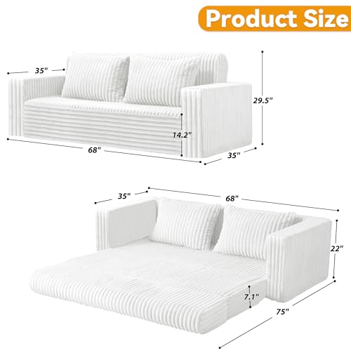 Image of HABUTWAY Folding Sofa Bed, 2 in 1 Convertible Sleeper Chair with 2 Pillows, Portable Fold Out Chair Bed with Armrest, Comfy Floor Couch, Lazy Sofa for Living Room Bedroom Dorm Home Office, Beige