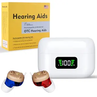 Rechargeable Hearing Aids for Adults - Discreet In-Ear Assistive Devices with Charging Case