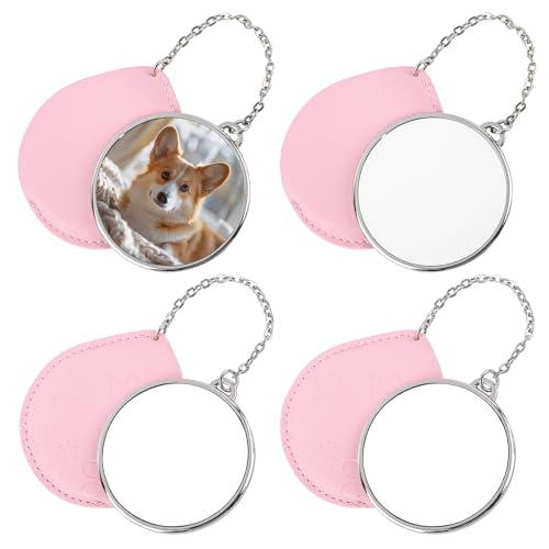 Framendino, Pacote com 4 blocos espelhados compactos redondos de sublimação com estojo para mulheres viagens