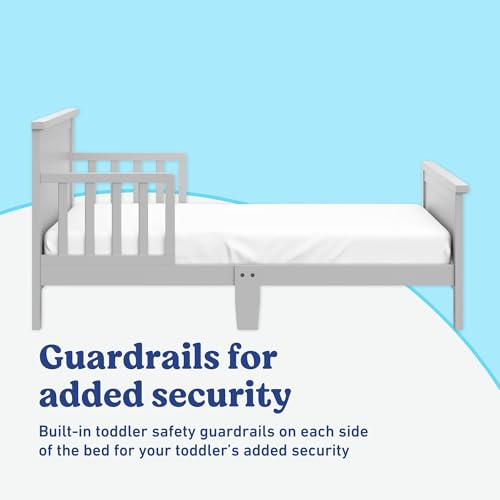 Image of Graco Bailey Toddler Bed (Pebble Gray) - GREENGUARD Gold Certified, Fits Standard Full-Size Crib & Toddler Mattress, Toddler Safety Guardrails Included, Complete Design with Solid Headboard, Footboard