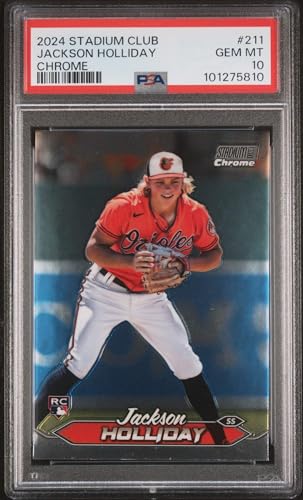 Graded 2024 Topps Stadium Club Jackson Holliday #211 Chrome Rookie RC Baseball Card PSA 10 Gem Mint