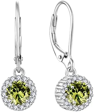 JO WISDOM Women Halo Earrings,925 Sterling Silver Leverback Dangle & Drop Earrings with 5MM 3A Cubic Zirconia