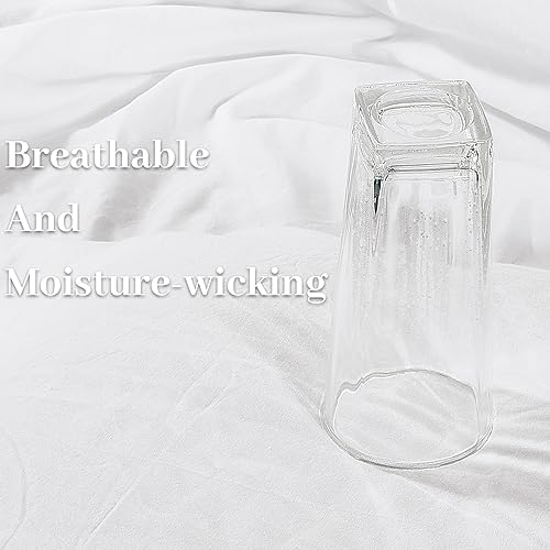 Image of NEXHOME PRO Cotton Duvet Cover Queen Size White, Organic Natural Linen Feel 100% Washed Cotton 3 Pieces Bedding Set with Zipper Closure & Corner Ties, Breathable(No Comforter)