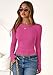 PRETTYGARDEN Women 2025 Fall Clothes Long Sleeve Shirts Ribbed Knit Fitted Basic Tee Going Out Tops Underscrub Casual Outfits (Hot Pink,Medium)