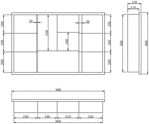Triple Mirror Door Bathroom Cabinet Cupboard Wall Mounted Stainless Steel Bathroom Mirror Cabinet Wall Mount 900 x 600mm