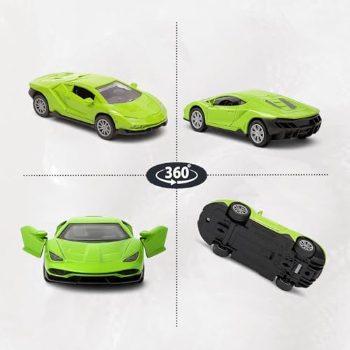 Image of Lamborghini Diecast Metal Toy Car For Kids , Green, 1:32 Scale | Opening Doors, Pull Back Action, For Kids Boys Girls