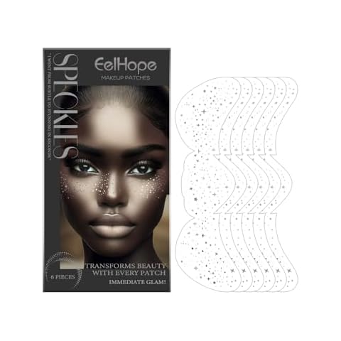 Makeup Patches, Face Makeup Patches, glitter freckles face tattoo-6 count, silver Fake Freckles,Waterproof Faux Freckles,Temporary Face Freckles For Women - -Must-Have for Music Party Makeup Cover