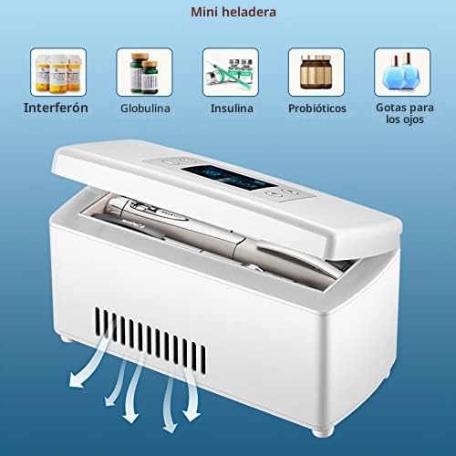 Enfriador de insulina portátil con batería de 10,000 mAh, caja de refrigeración de medicamentos de viaje con recargable por USB, termostato de 2 a 8 ℃ para viajes, coche, hogar y oficina, batería