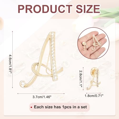 Image of PATIKIL Rhinestone Letter Brooch Pins, Initial Rhinestone Alphabet Letter Lapel Badges Pin for Women Men Suits Dress Coat