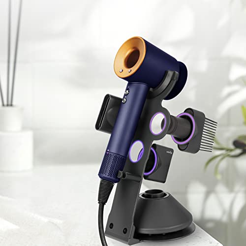 Genyen Eye Hair Dryer Holder Stand For Dyson Hair Dryer, Upgraded Dyson Hair Dryer Holder Dyson Hair Dryer Stand Black To Store 5 Dyson Hair Dryer Attachments With Cable Hook #TOP5