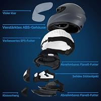 Favoto Motorradhelm Integralhelme für Erwachsene Vollvisierhelm Mopedhelm für Herren Damen Atmungsaktiv ECE Zertifiziert L (59-60cm) Grau – Ansicht 6