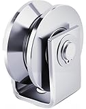 Chiloskit Heavy Duty Pulley Block with Bracket for Rope, 2 inch 304 Stainless Steel Sliding Gate Caster Bearing V Groove Guide Rollers Wheel System for Lifting,660 lbs Capacity (V)