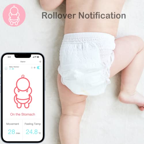 Sense-U Baby Breathing Monitor 2 - Monitors Infant Breathing Movement, Rollover, Temperature and Indoor Humidity Level from Anywhere with Lights and Sounds Alerts, Pink