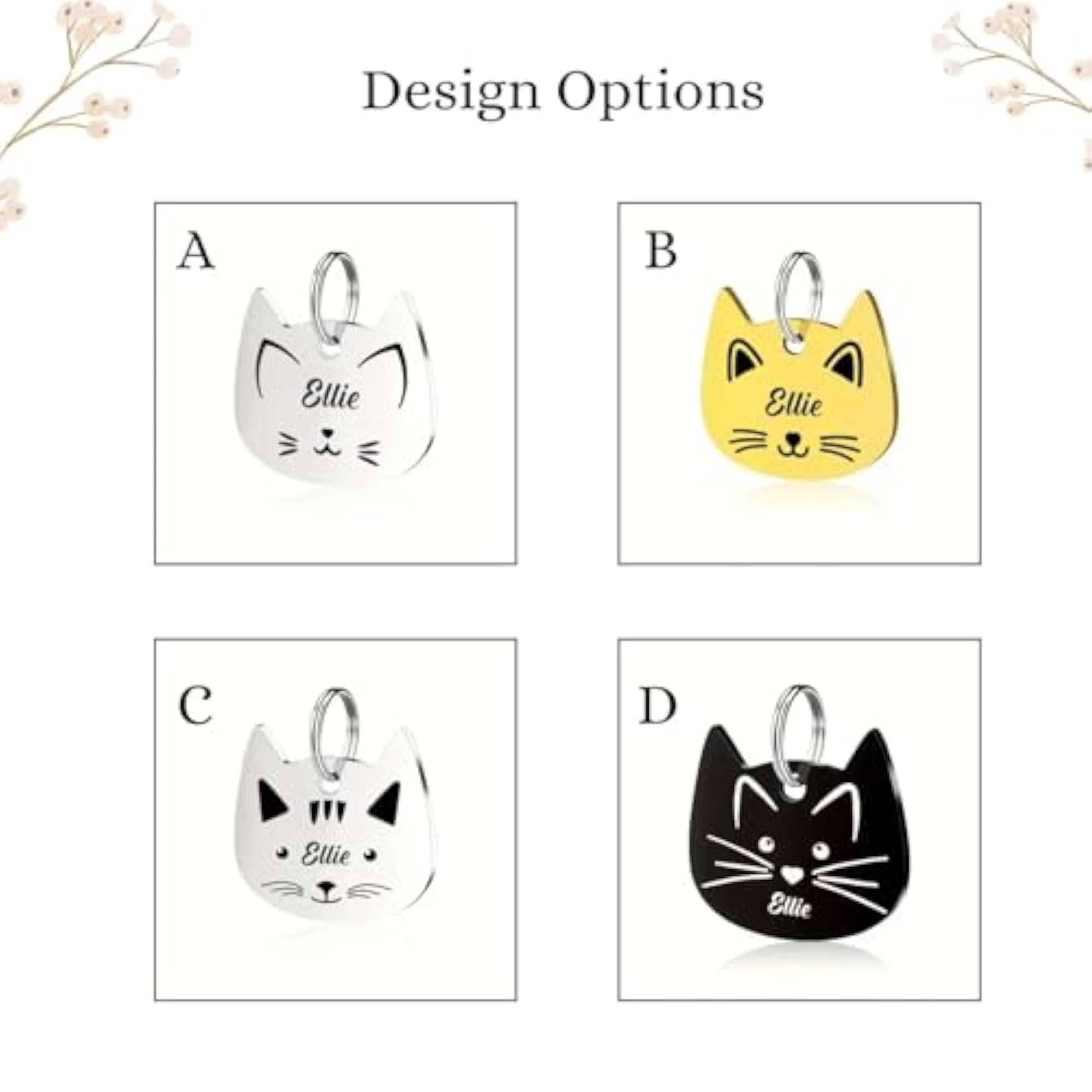 Personalized Cat ID Tag with Number, Engraved Pet Keychain