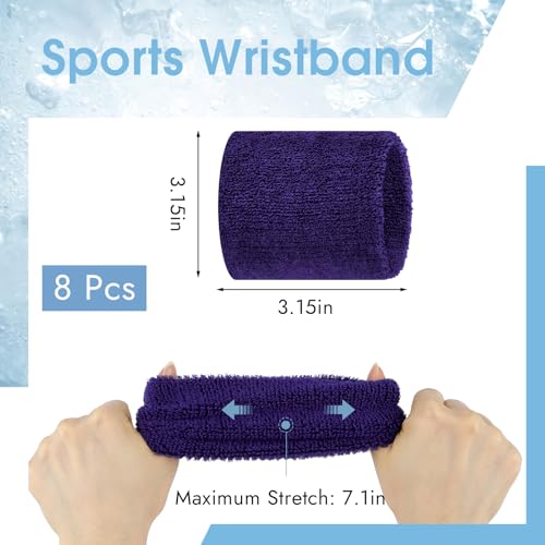 Image of 8 Pack Wrist Sweat Bands for Men Women, Absorbent Sports Wristband