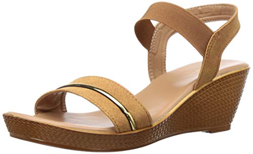 BATA Women’s Sandal, Open Toe Dressy Platform Wedges Flip Flop, Adjustable Slip on Elastic Ankle Strap Fit, Stylish Footwear for Office, Parties, Weddings & All-Day Wear, 4 (UK)