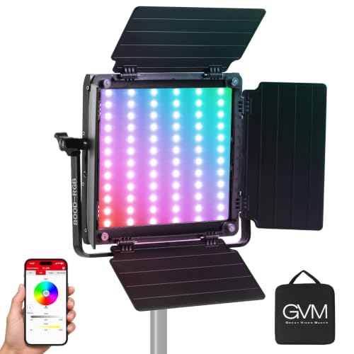 GVM 800D LED �r�f�I���C�g�A40W RGB �o�C�J���[�ʐ^���C�g 3200K-5600K CRI 97+�AWiFi APP�R���g���[�� 4990���N�X @0.5m DC&�o�b�e���[�쓮 �X�^�W�I�AYouTube�A���C�u�X�g���[�~���O�p
