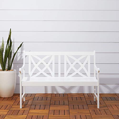 Bradley Outdoor Patio 4-Foot Wood Garden Bench In White #TOP1